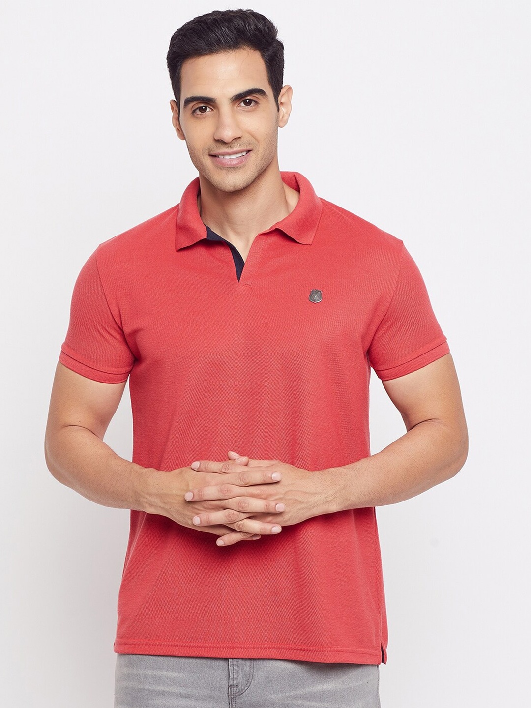 

HARBOR N BAY Men Cotton Polo Collar T-shirt, Red