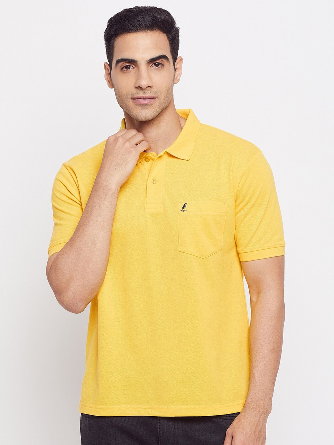 

HARBOR N BAY Men Cotton Polo Collar T-shirt, Yellow