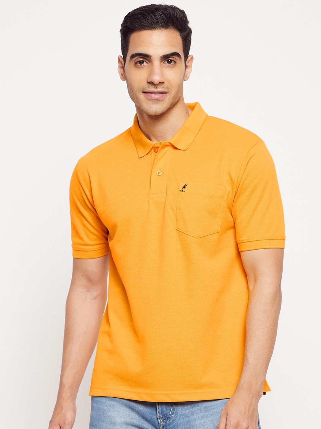 

HARBOR N BAY Men Cotton Polo Collar T-shirt, Orange