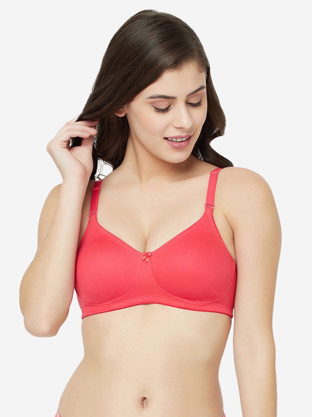 

GROVERSONS Paris Beauty Women Non-padded Non-wired Double layered Bra, Coral