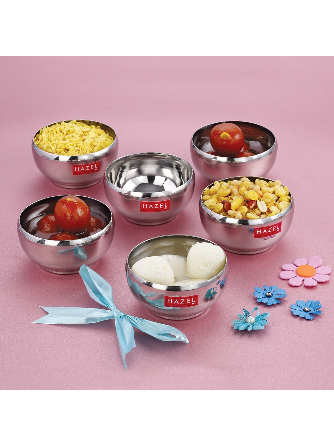 

HAZEL Silver-Toned & 12 Pieces Stainless Steel Bowls