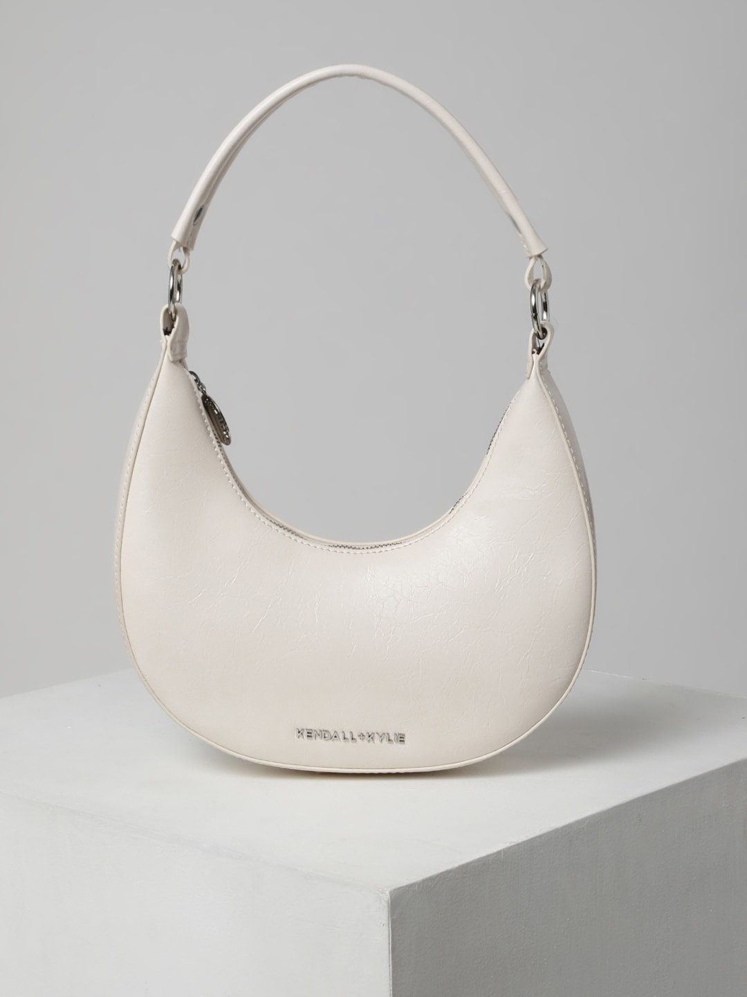 

KENDALL & KYLIE White PU Half Moon Hobo Bag