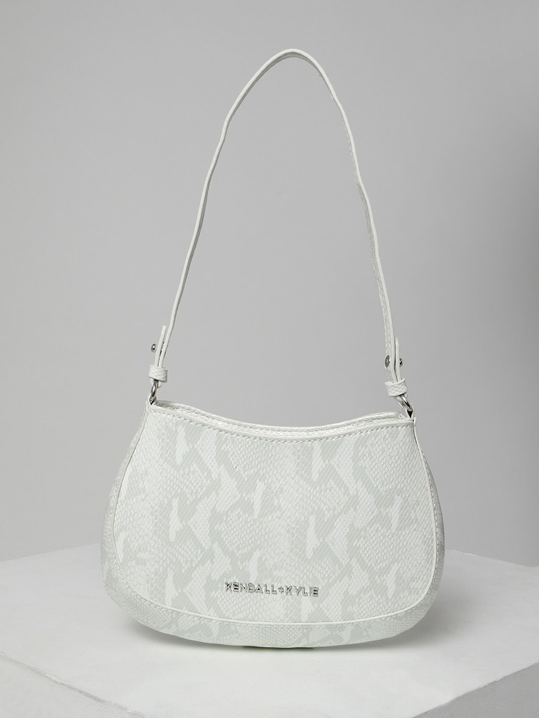 

KENDALL & KYLIE White Textured PU Structured Hobo Bag