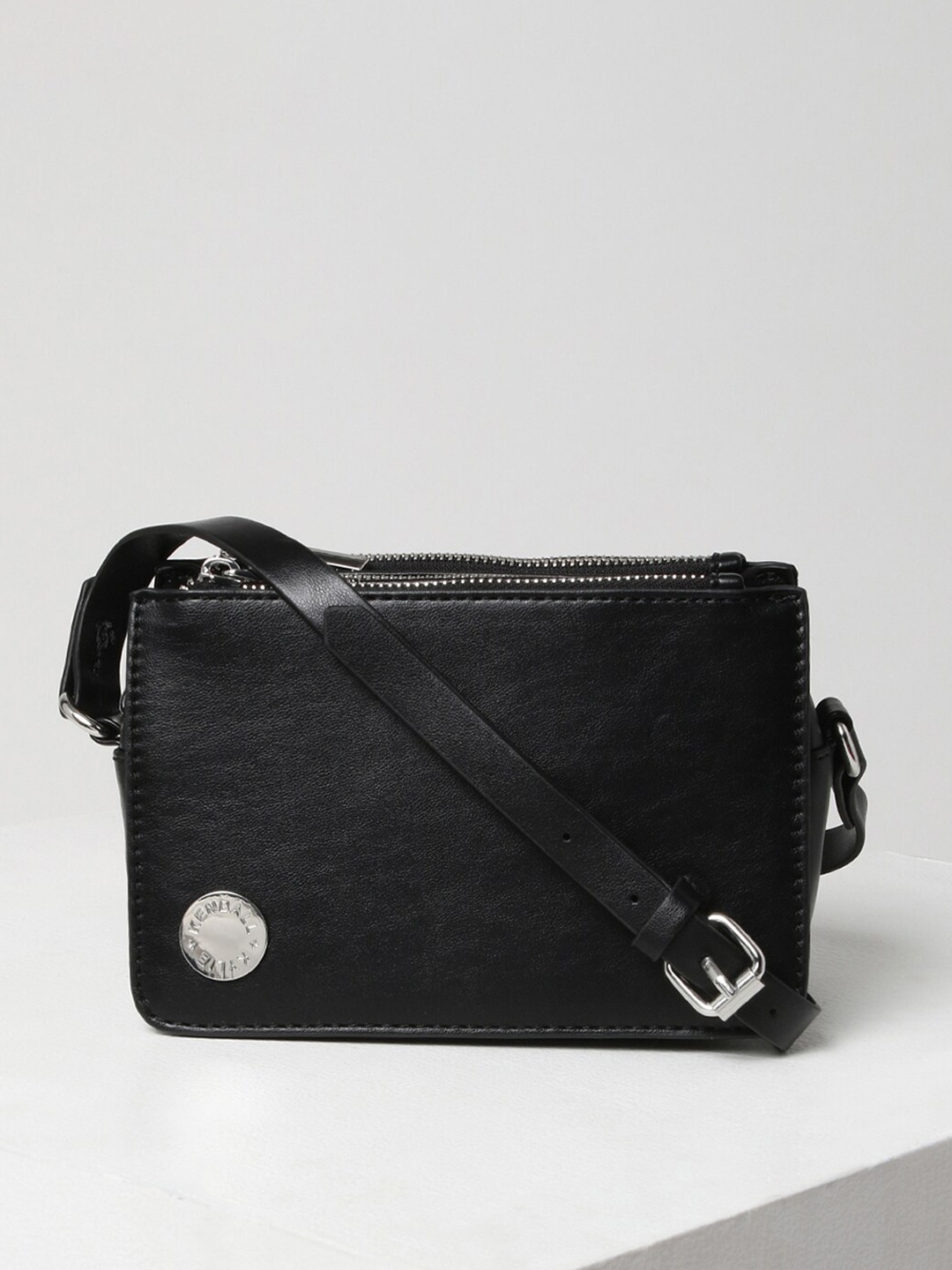 

KENDALL & KYLIE Black PU Structured Sling Bag with Quilted