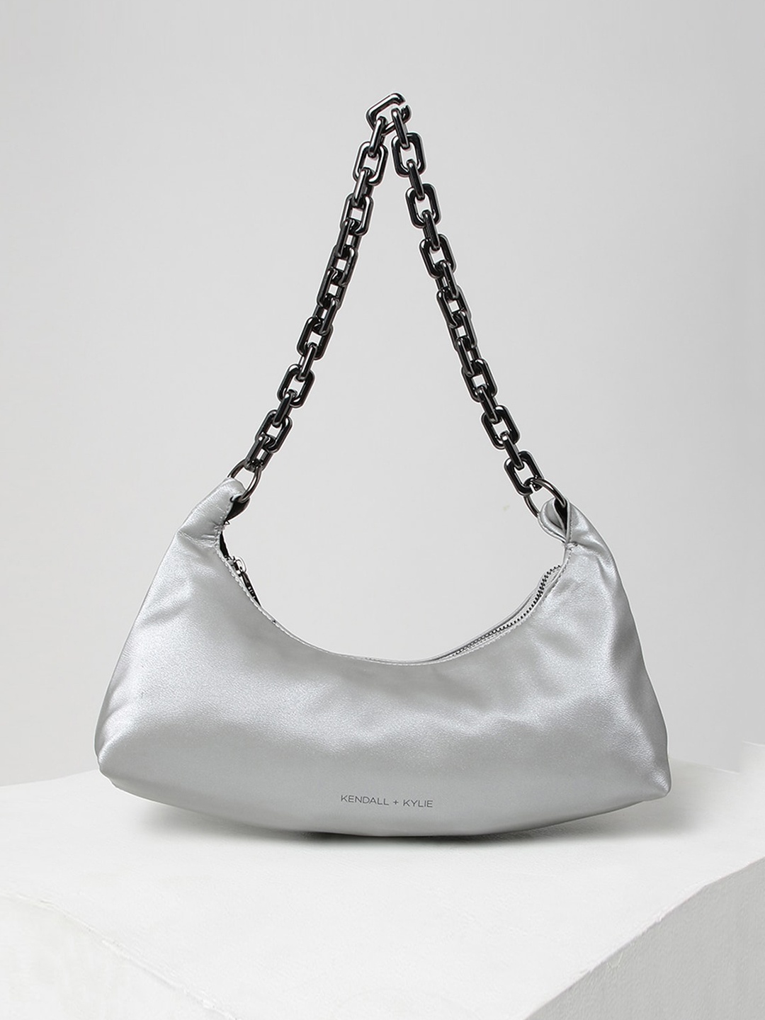 

KENDALL & KYLIE Grey PU Structured Hobo Bag