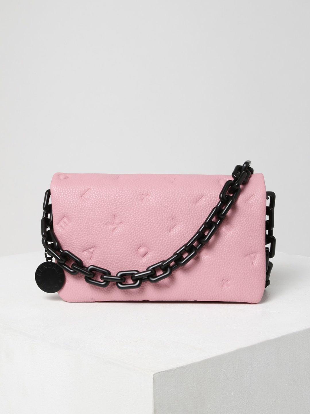 

KENDALL & KYLIE Pink Textured Structured Sling Bag