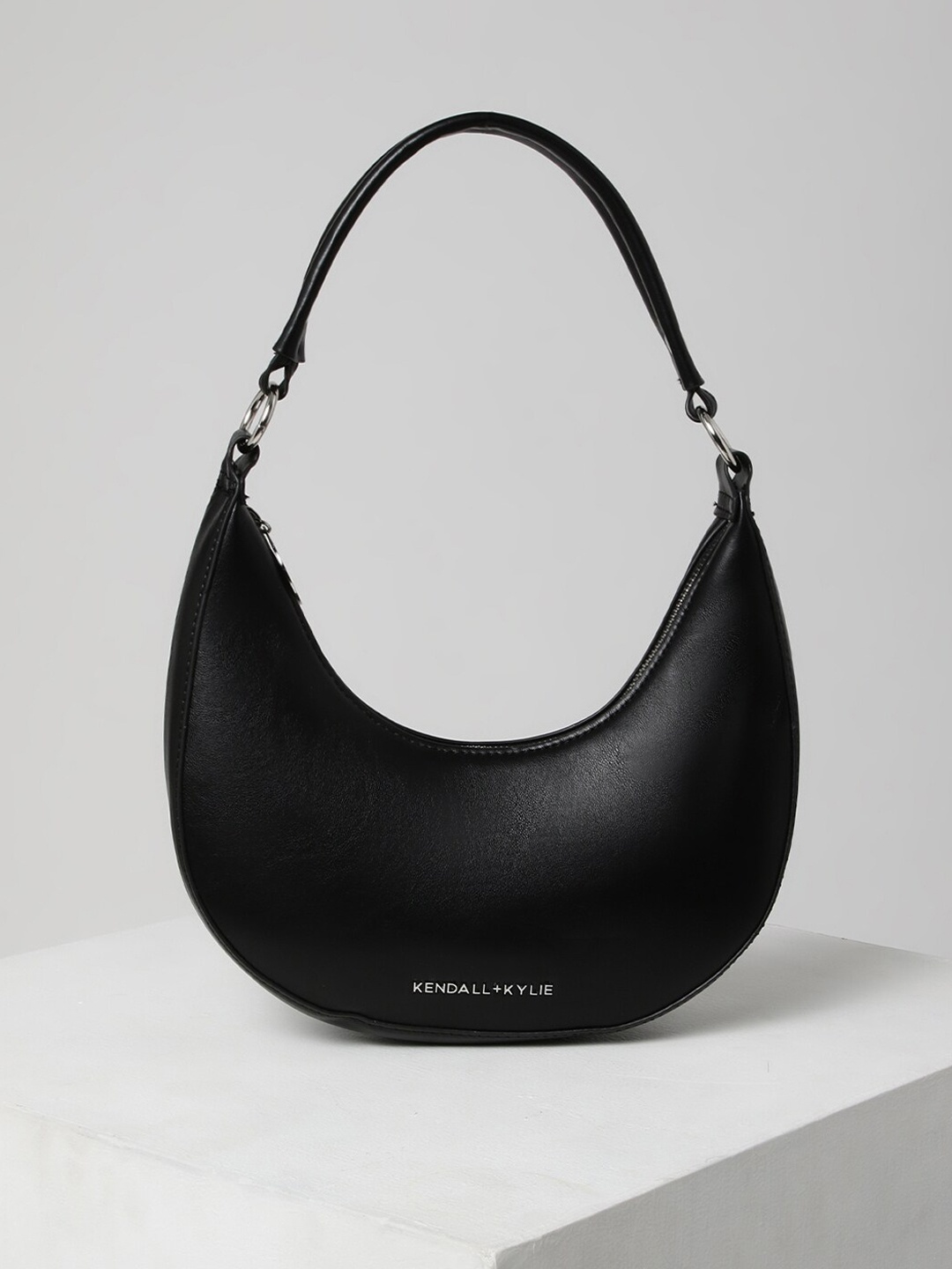 

KENDALL & KYLIE Black PU Half Moon Hobo Bag