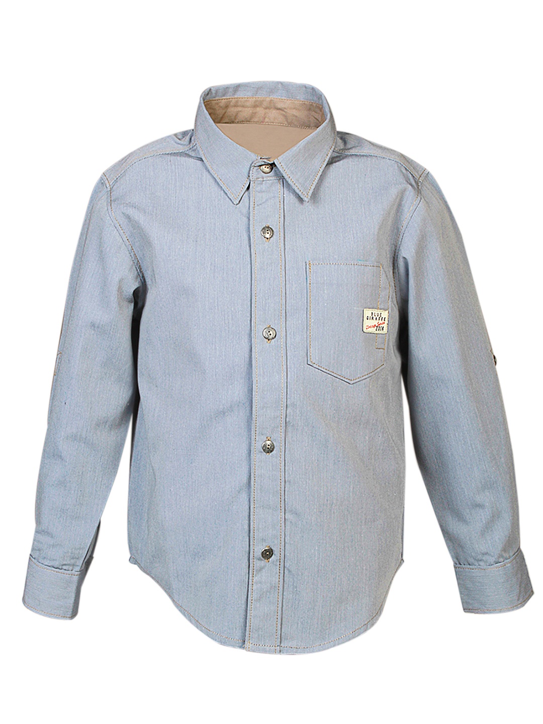 

Blue Giraffe Boys Blue Solid Casual Shirt