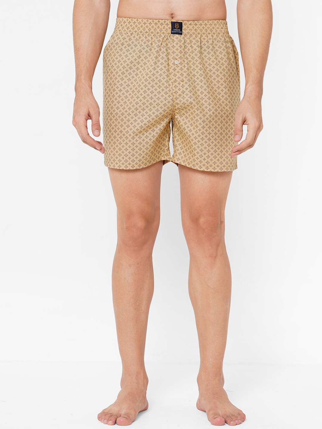

URBAN SCOTTISH Beige Printed Pure Cotton Boxer USBX2180-S
