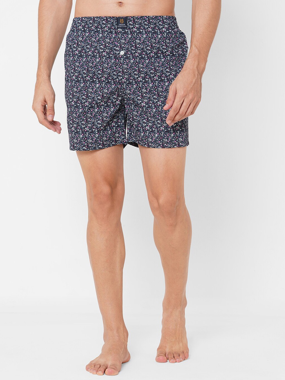 

URBAN SCOTTISH Blue & Pink Printed Pure Cotton Boxers