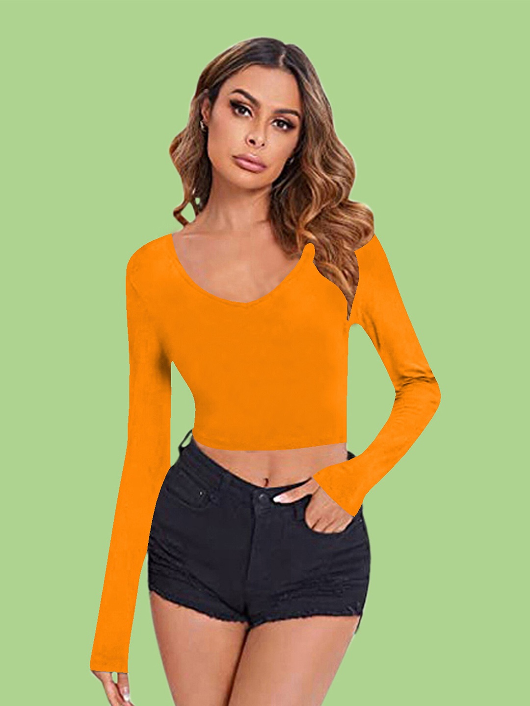 

Dream Beauty Fashion Knitted Crop Top, Orange