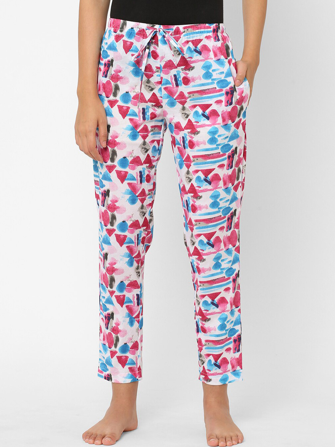 

URBAN SCOTTISH Women Printed Pure Cotton Lounge Pants, Pink