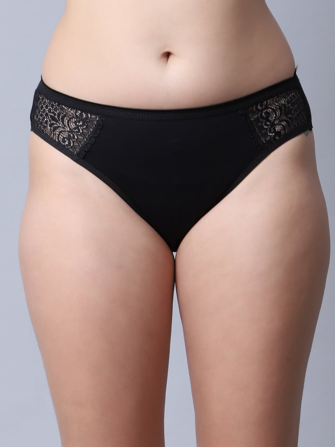 

Jinfo Women Self Design Cotton Briefs, Black