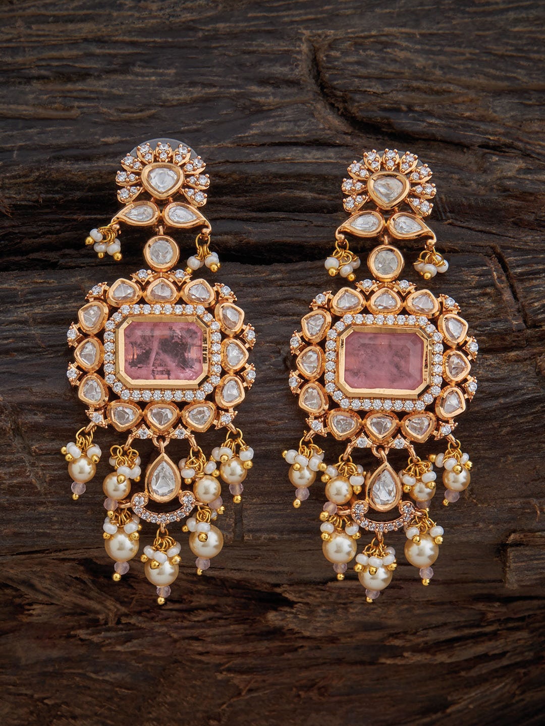 

Kushal's Fashion Jewellery Pink & White Floral Drop Earrings