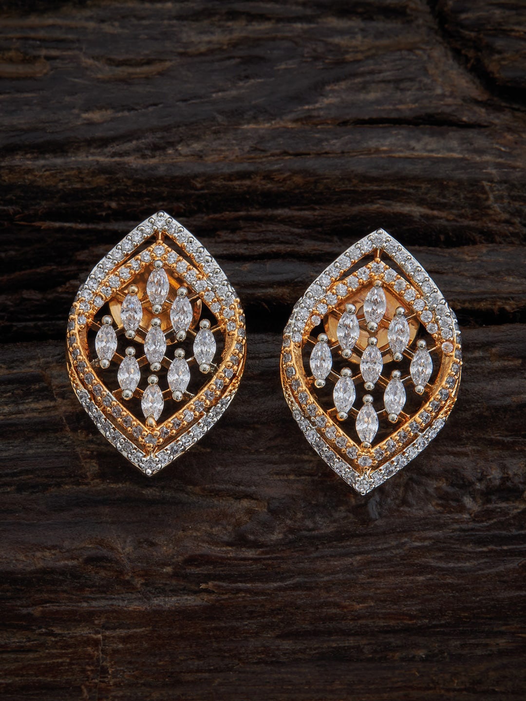

Kushal's Fashion Jewellery Gold Plated Leaf Shaped Studs Earrings, White