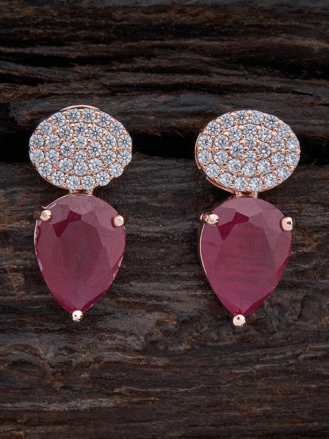 

Kushal's Fashion Jewellery Rose Gold Plated Circular Drop Earrings, Maroon