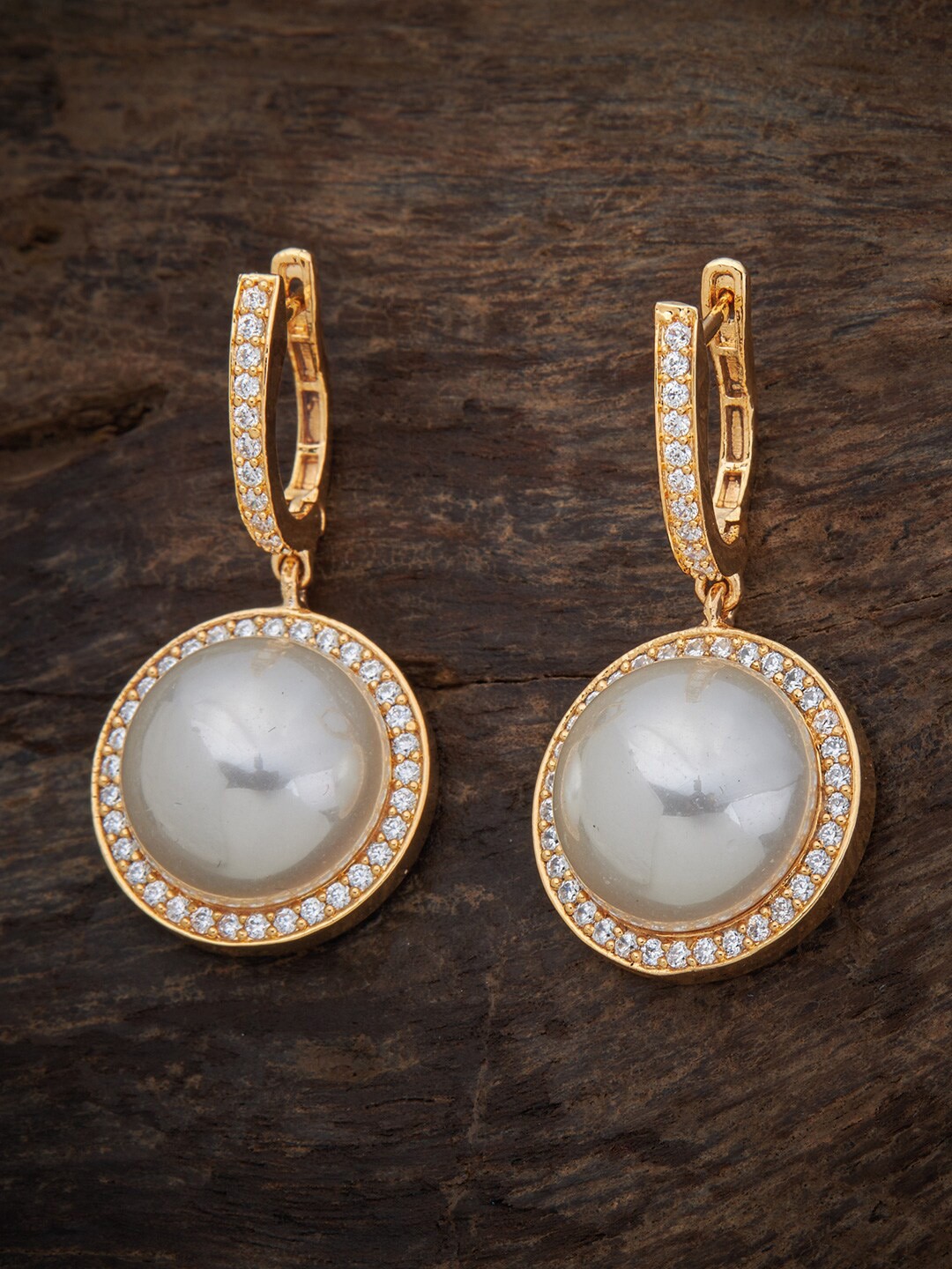 

Kushal's Fashion Jewellery Gold Plated Circular Drop Earrings, White