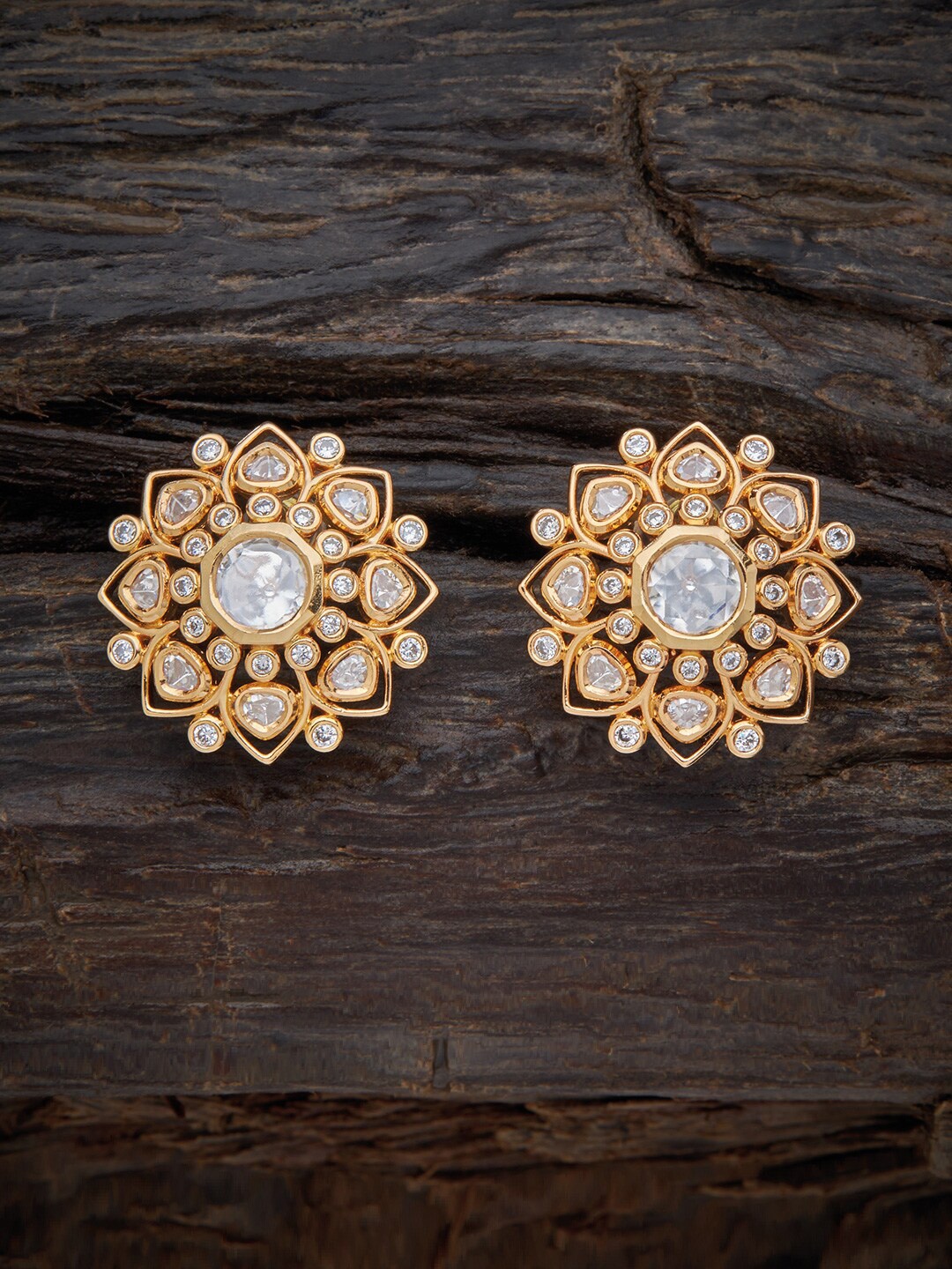 

Kushal's Fashion Jewellery Gold Plated Floral Studs Earrings, White