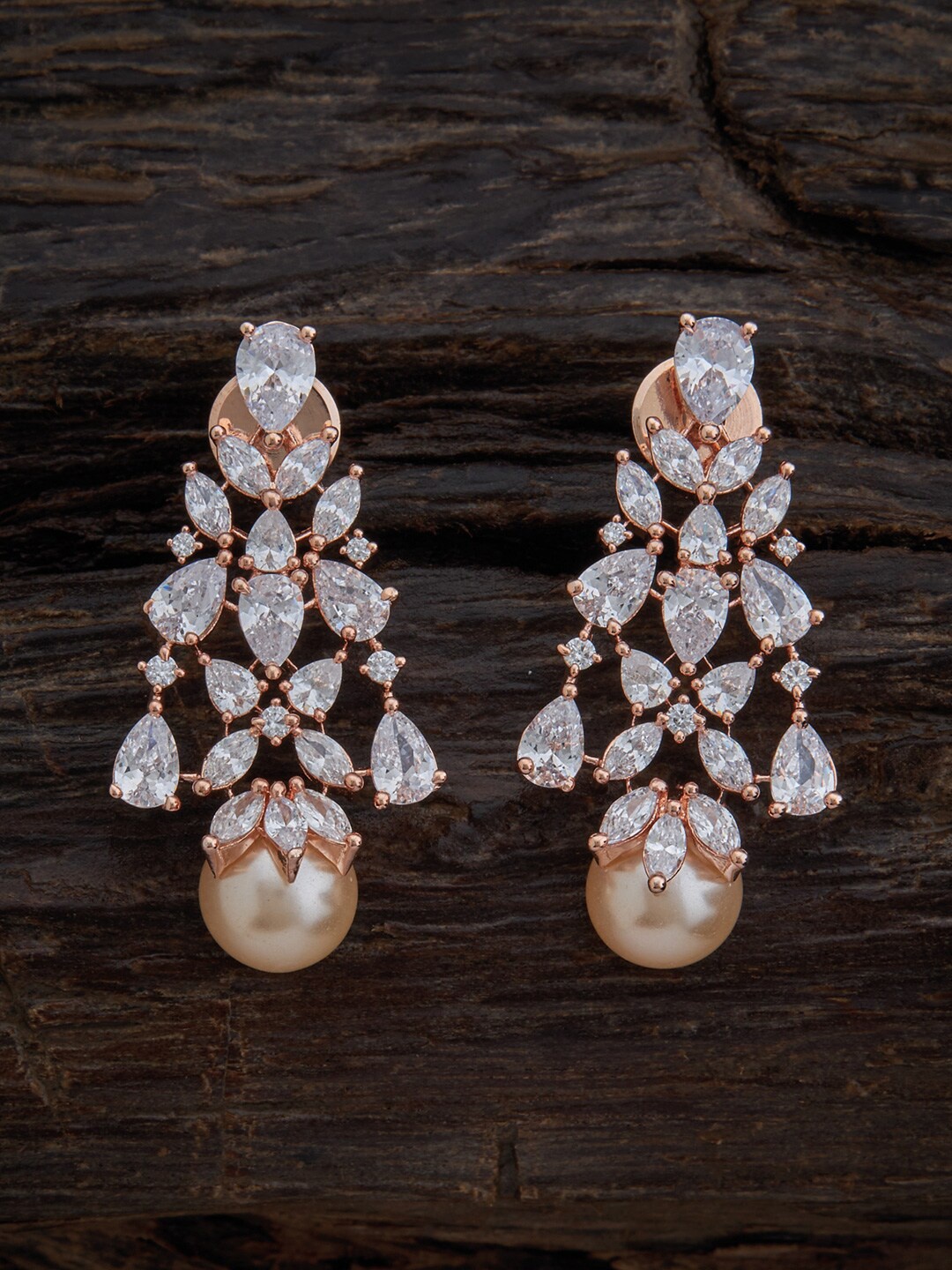 

Kushal's Fashion Jewellery Rose Gold Plated Contemporary Drop Earrings, White