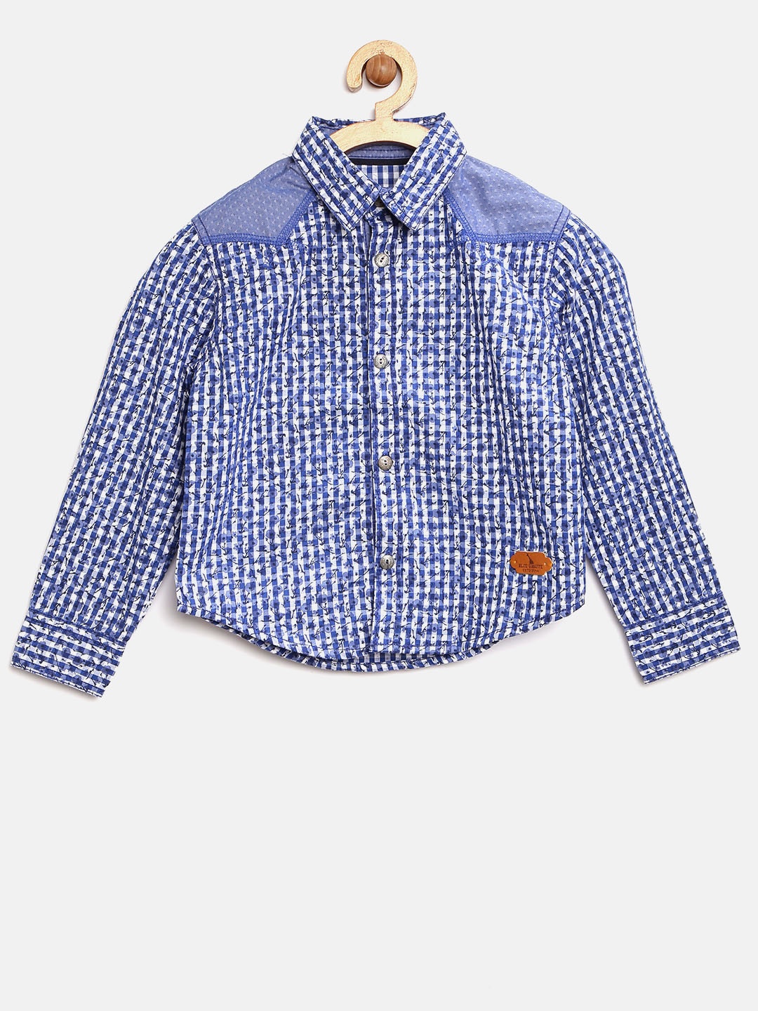 

Blue Giraffe Boys Blue & White Checked Casual Shirt