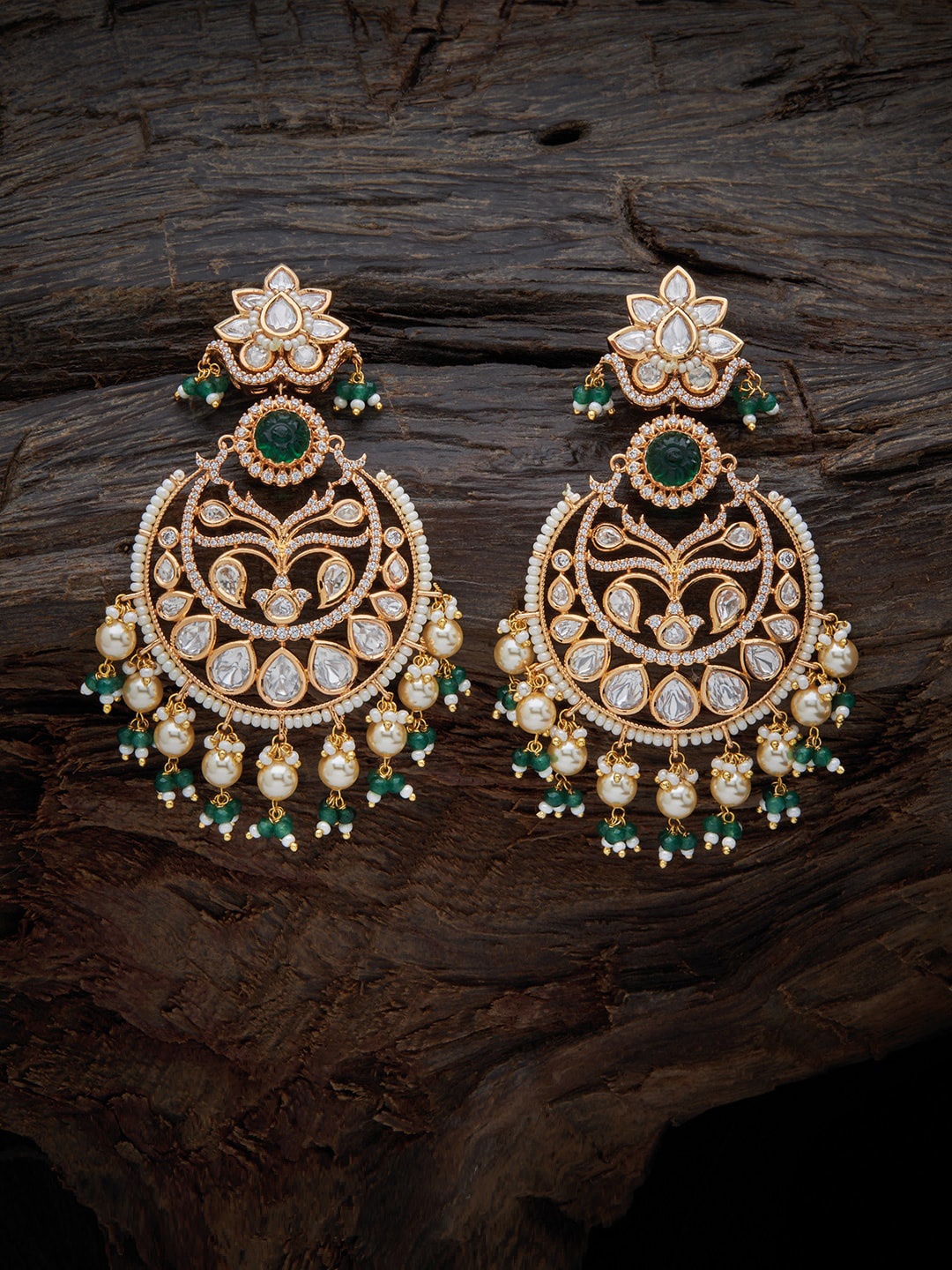 

Kushal's Fashion Jewellery Gold Plated Crescent Shaped Chandbalis Earrings, Green