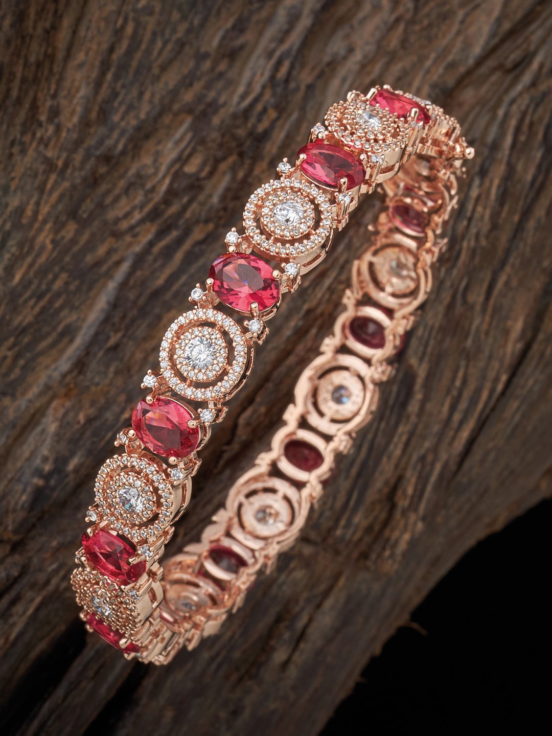 

Kushal's Fashion Jewellery Rose Gold-Plated Cubic Zirconia Studded Bangle