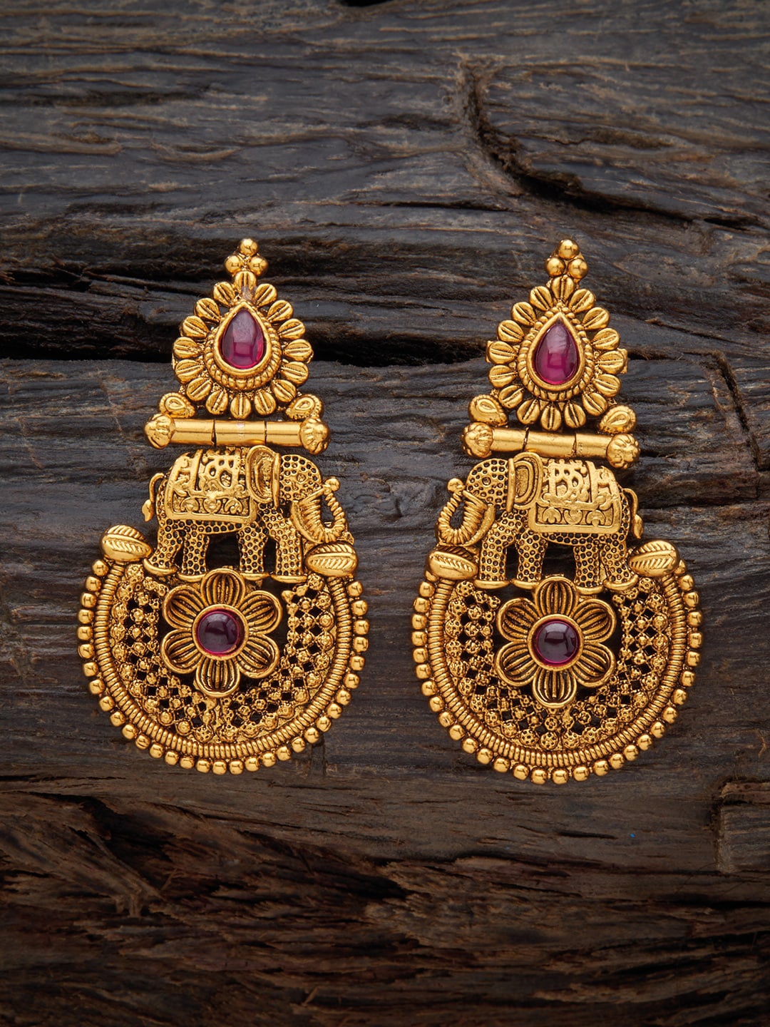 

Kushal's Fashion Jewellery Gold-Plated Classic Drop Earrings, Pink