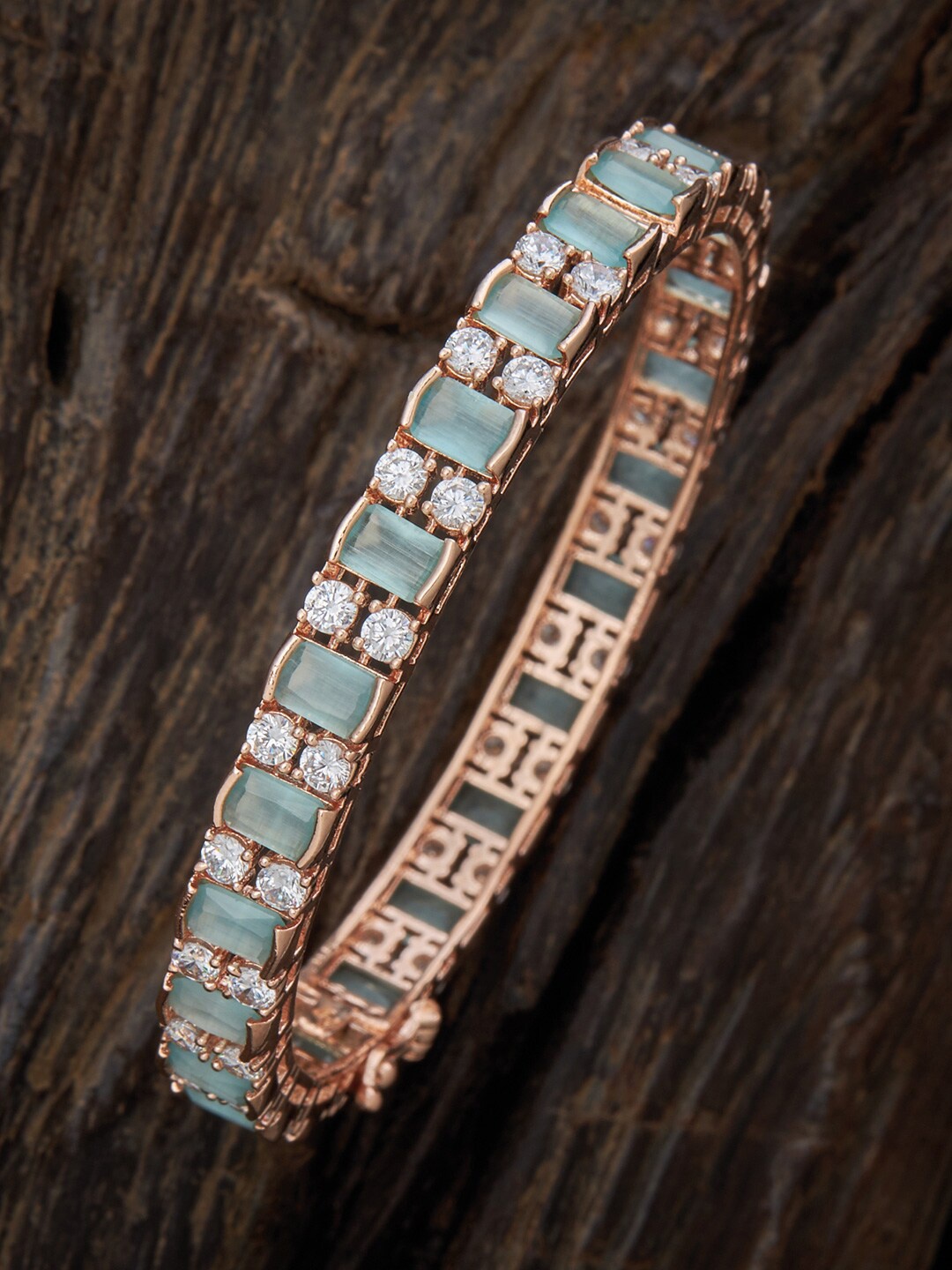 

Kushal's Fashion Jewellery Rose Gold-Plated Cubic Zirconia Studded Bangle
