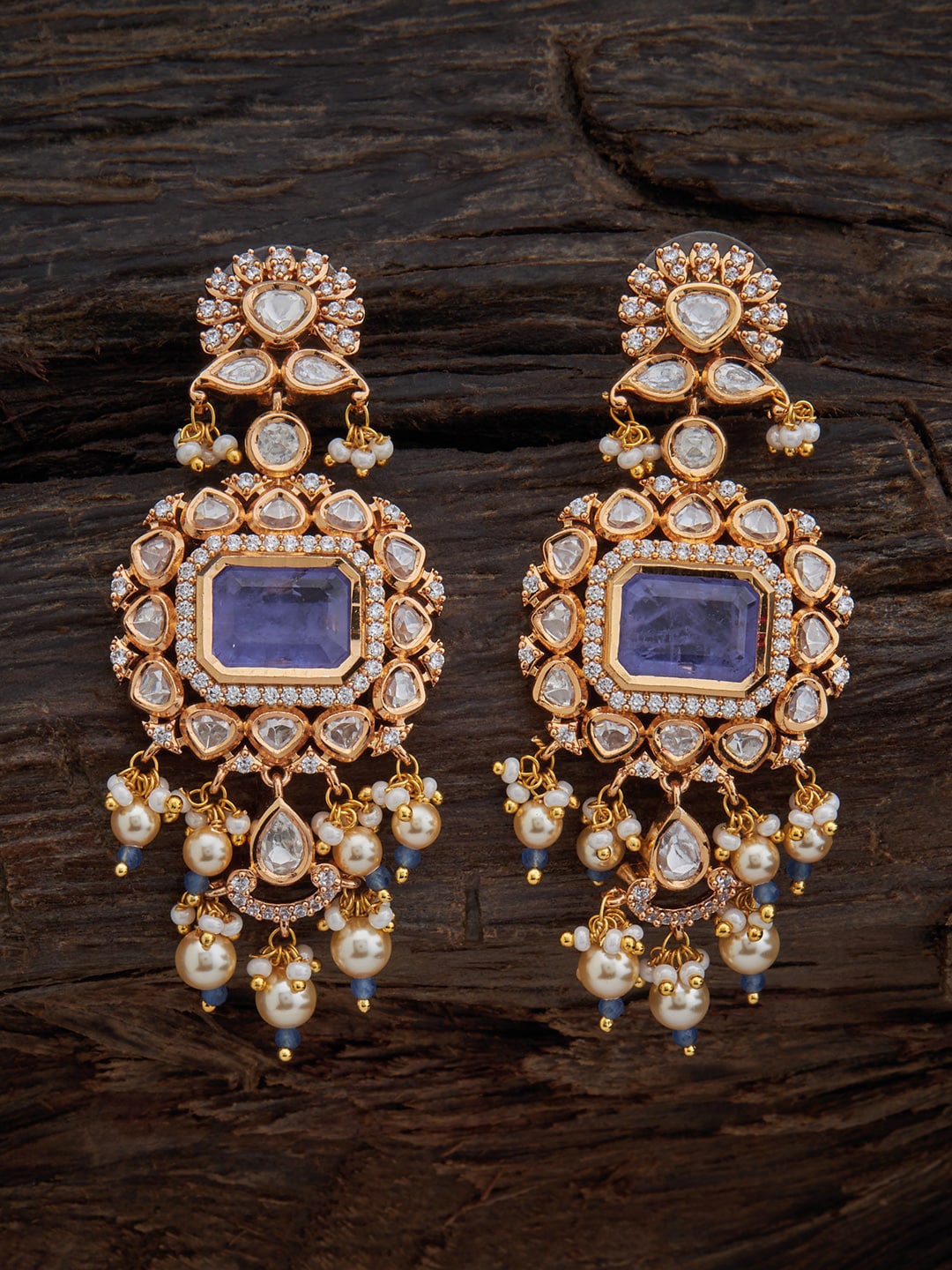 

Kushal's Fashion Jewellery Gold-Plated Floral Drop Earrings, Lavender