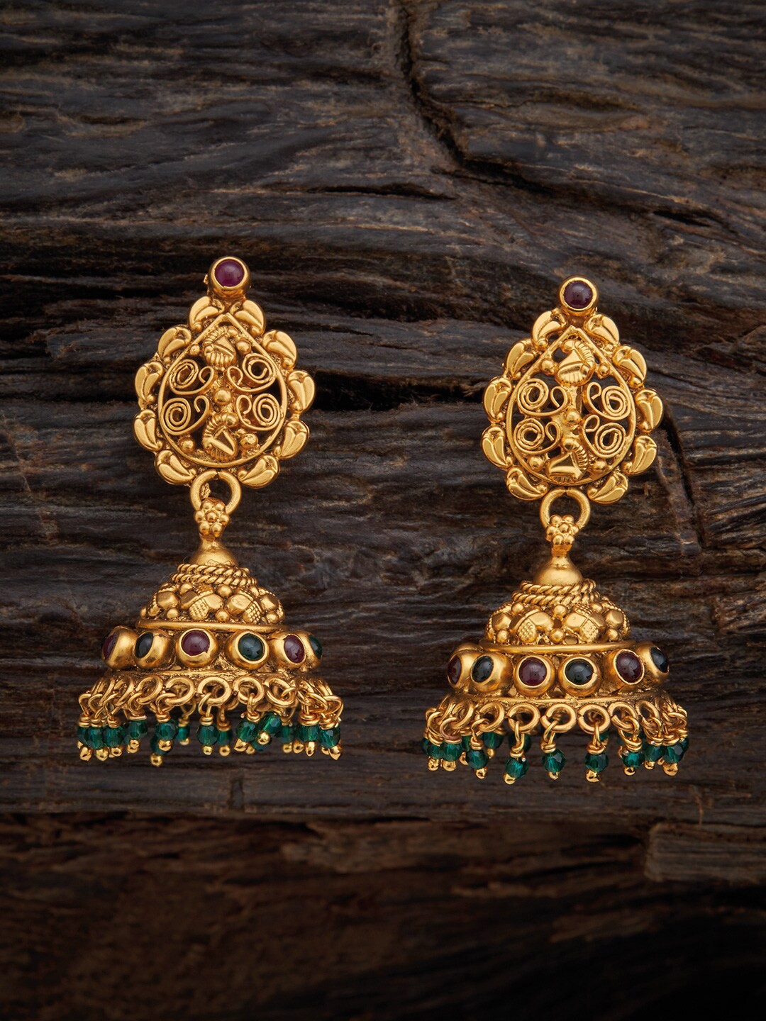 

Kushal's Fashion Jewellery 92.5 Pure Silver Classic Jhumkas Earrings, Red