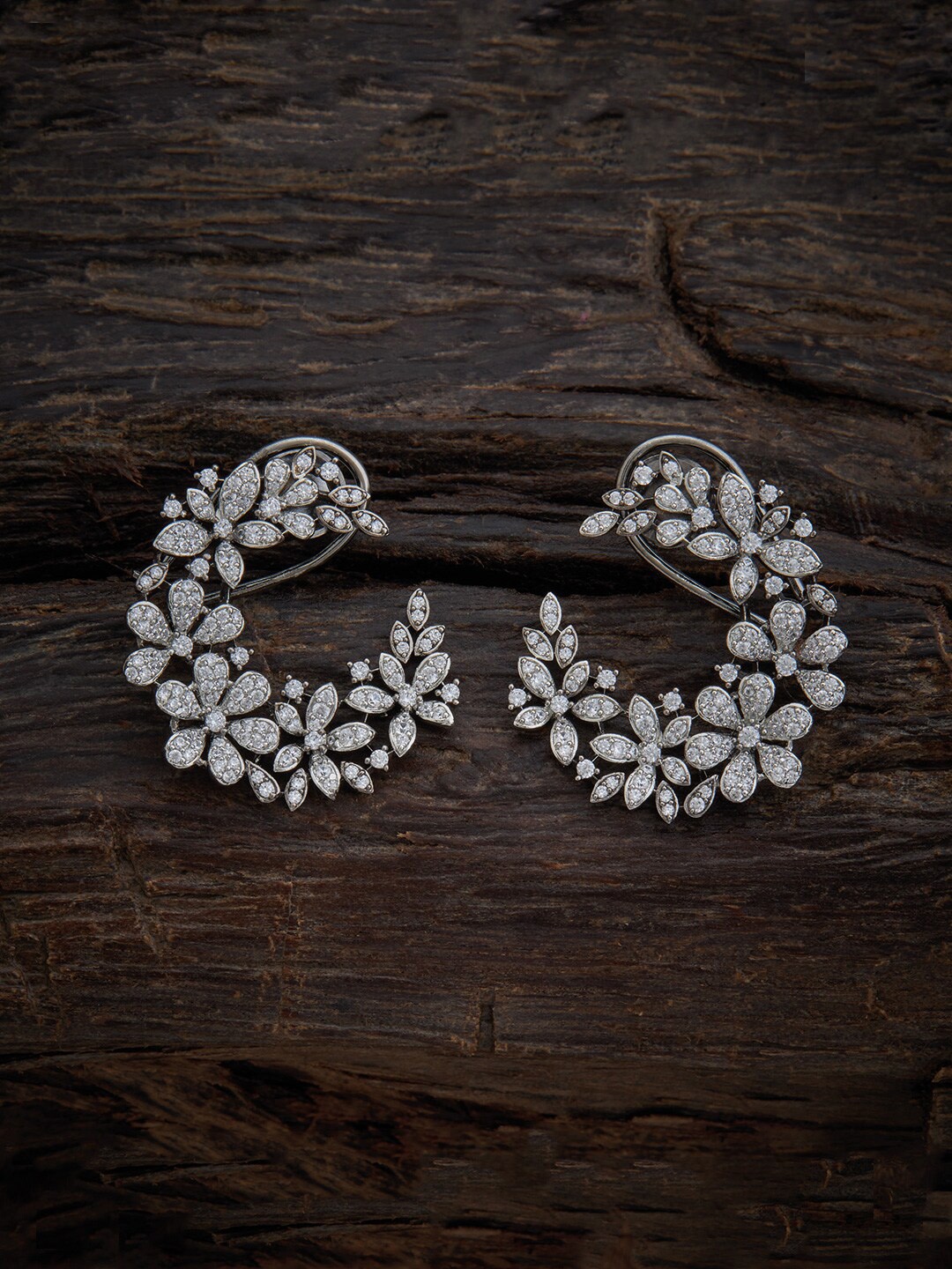 

Kushal's Fashion Jewellery Silver-Plated Floral Studs Earrings, White