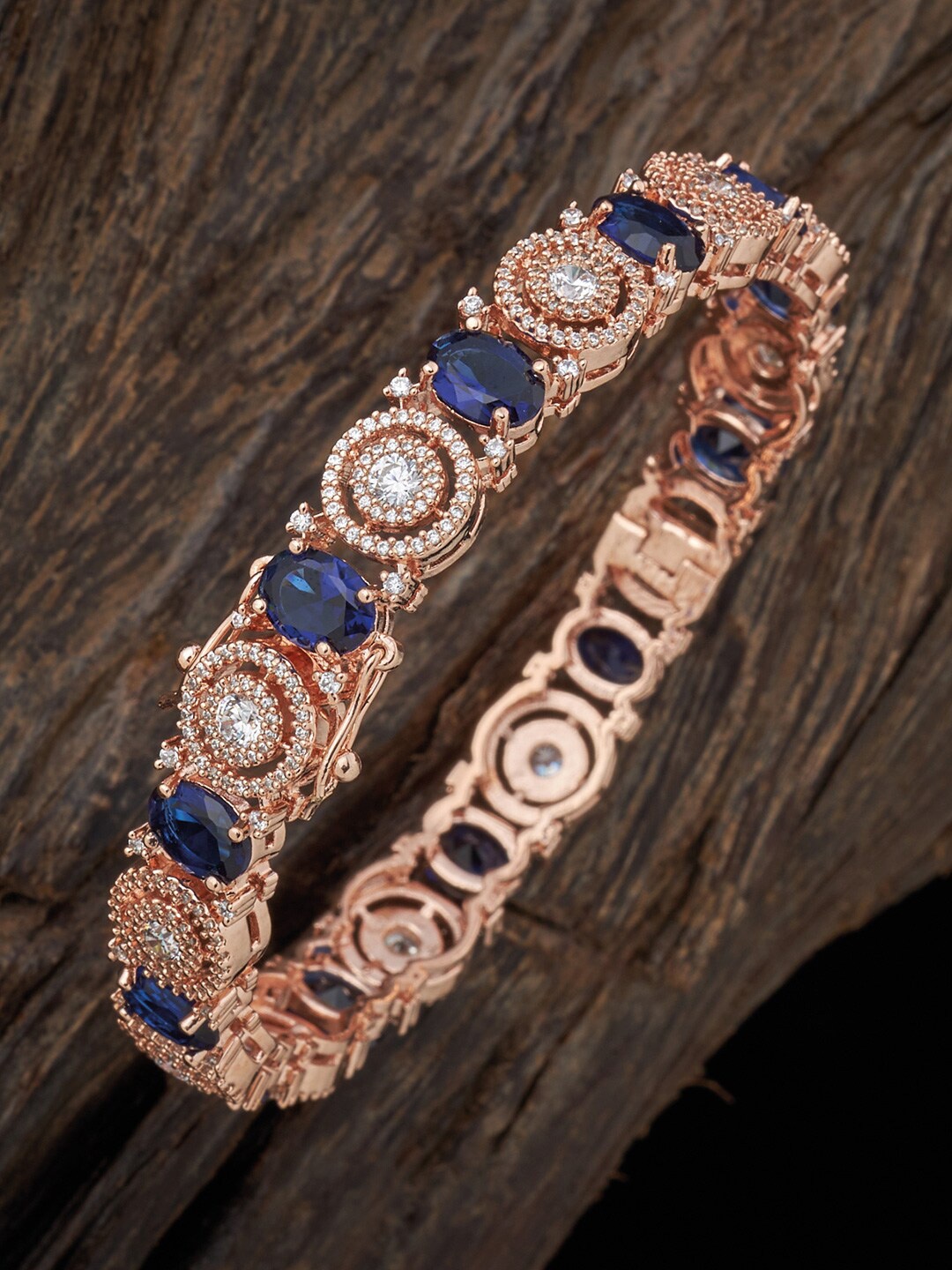 

Kushal's Fashion Jewellery Rose Gold-Plated Cubic Zirconia Studded Bangle