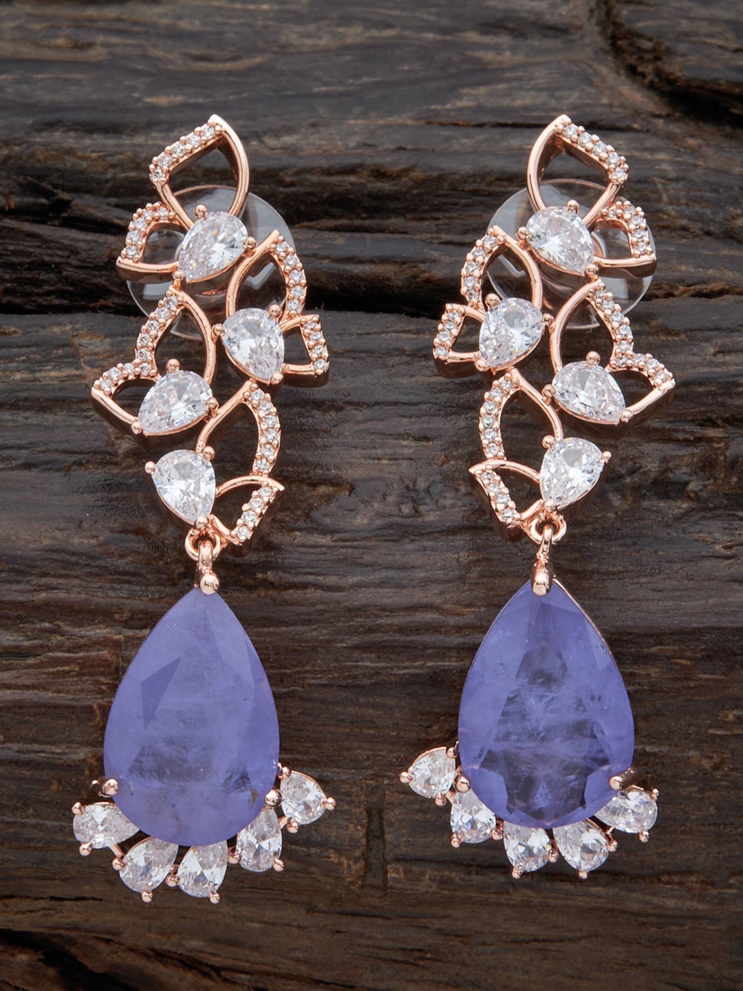 

Kushal's Fashion Jewellery Rose Gold Plated Teardrop Shaped Drop Earrings, Lavender