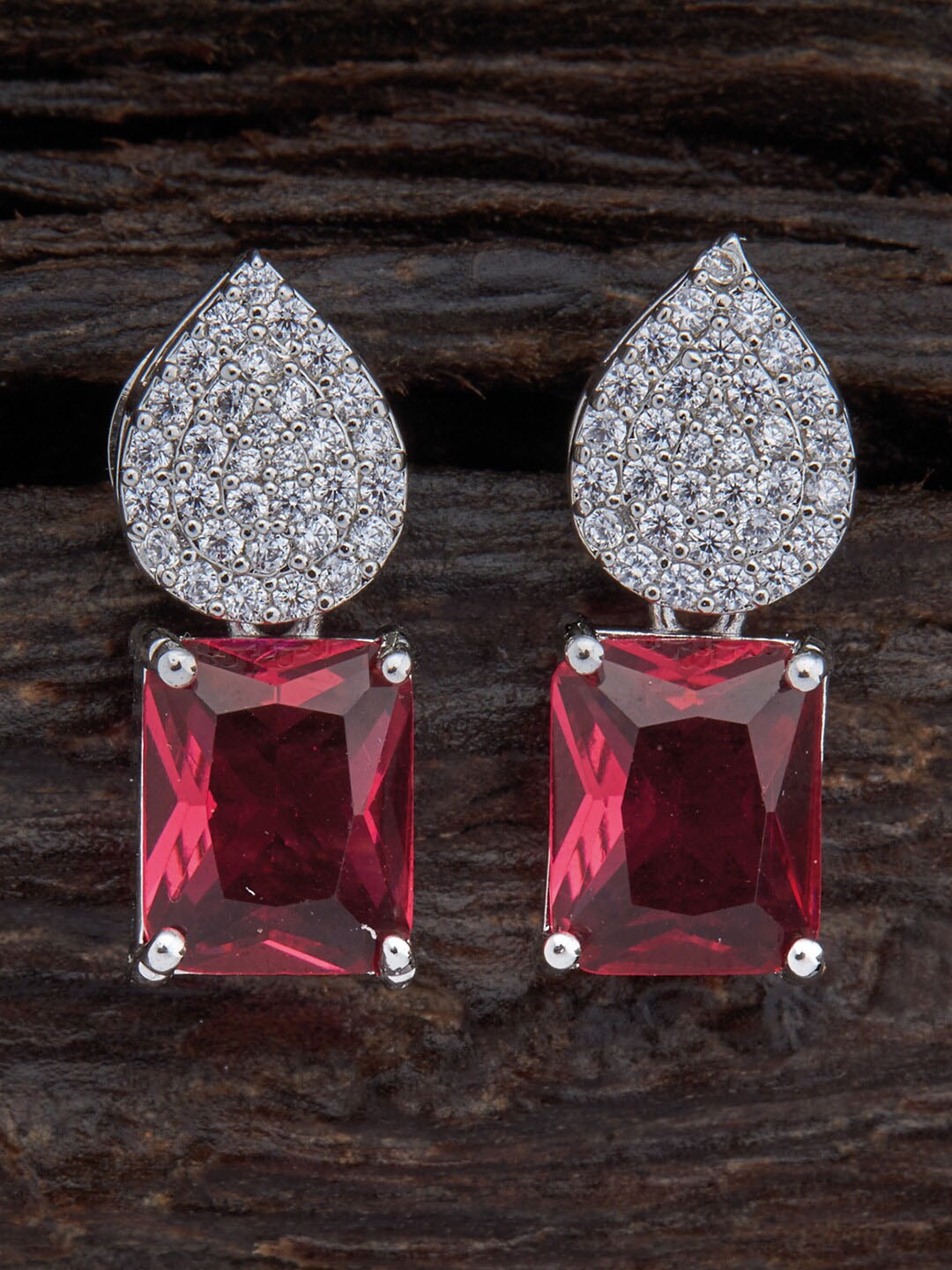 

Kushal's Fashion Jewellery Rhodium Plated Square Studs Earrings, Green