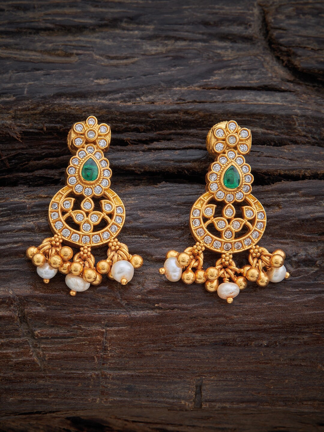 

Kushal's Fashion Jewellery 92.5 Pure Silver Floral Drop Earrings, Green