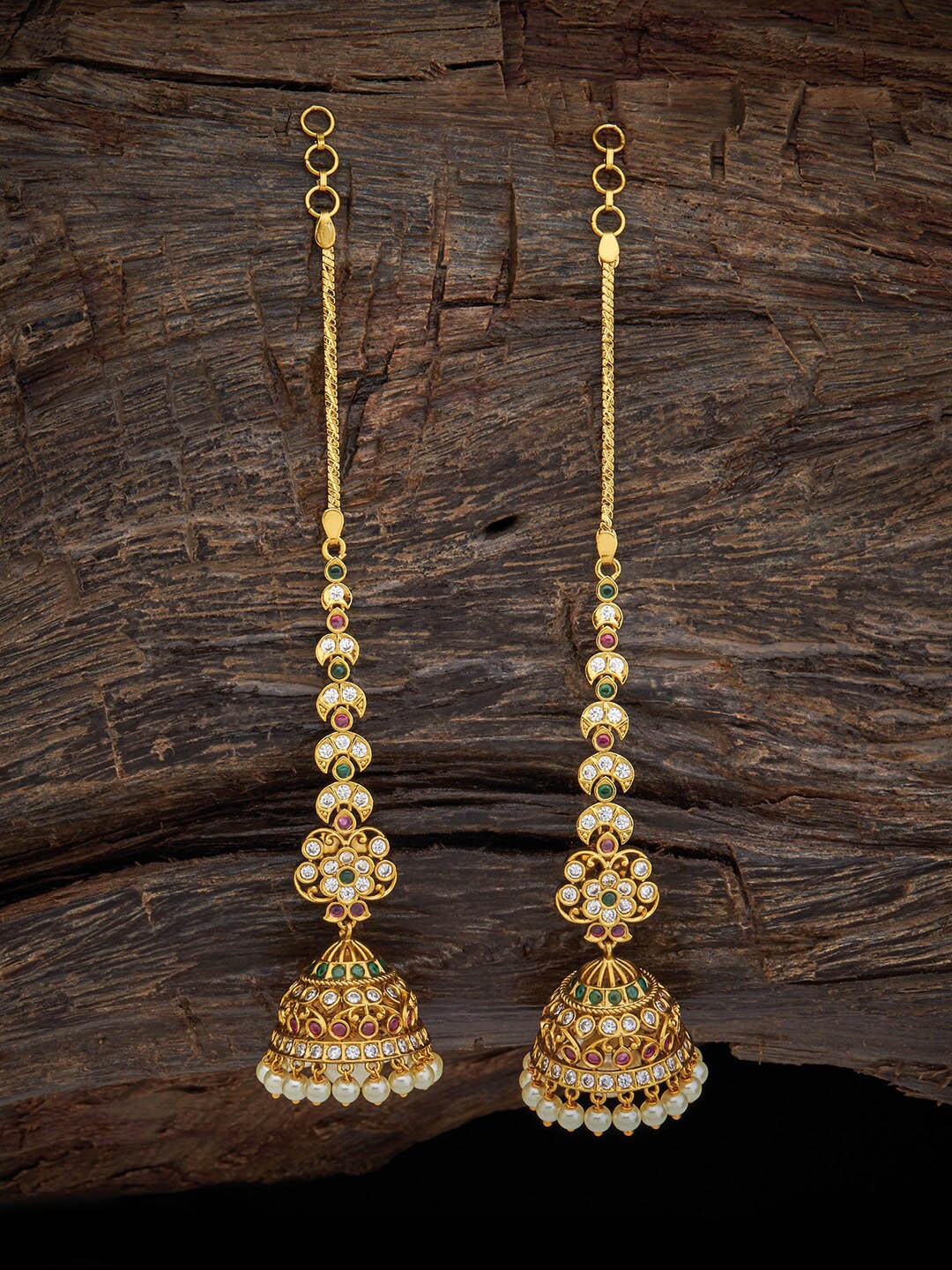 

Kushal's Fashion Jewellery Gold-Plated Classic Jhumkas Earrings, Red