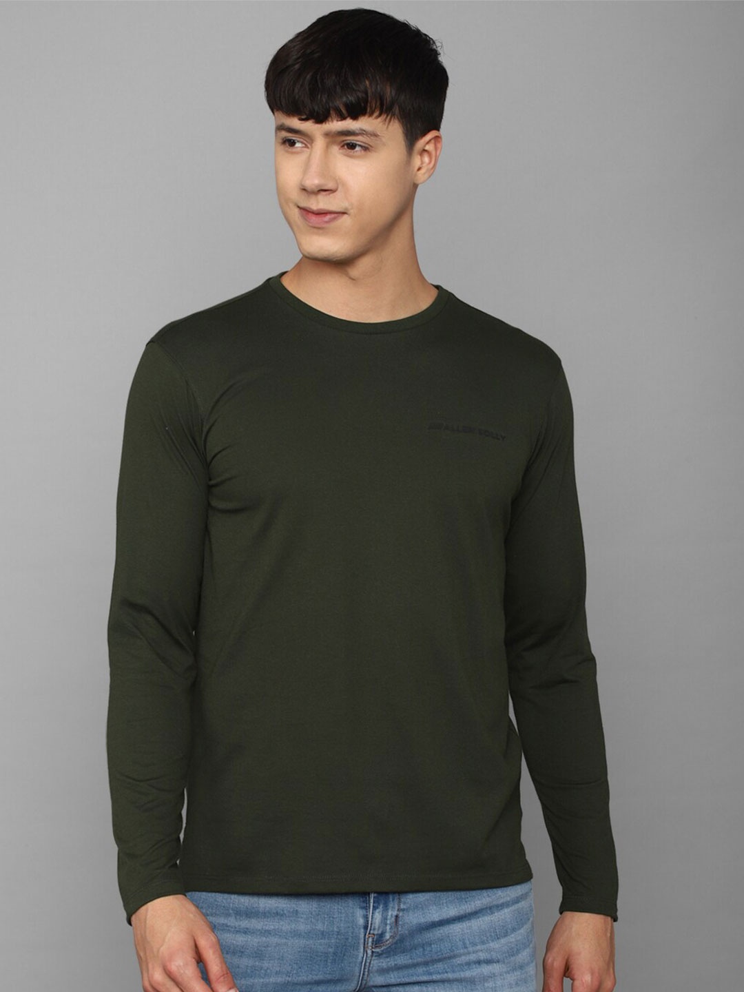 

Allen Solly Round Neck Long Sleeves Cotton T-shirt, Olive