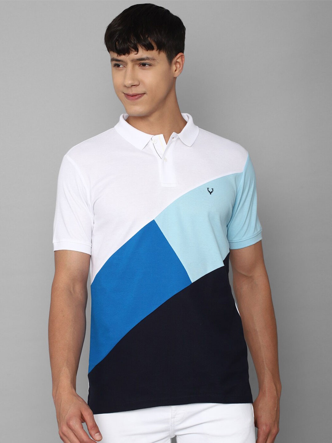 

Allen Solly Colourblocked Polo Collar Cotton T-shirt, White
