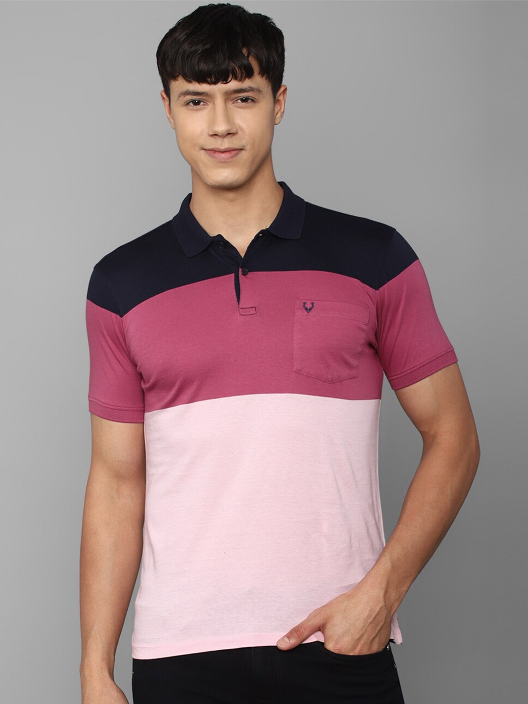 

Allen Solly Men Colourblocked Cotton Polo Collar T-shirt, Pink