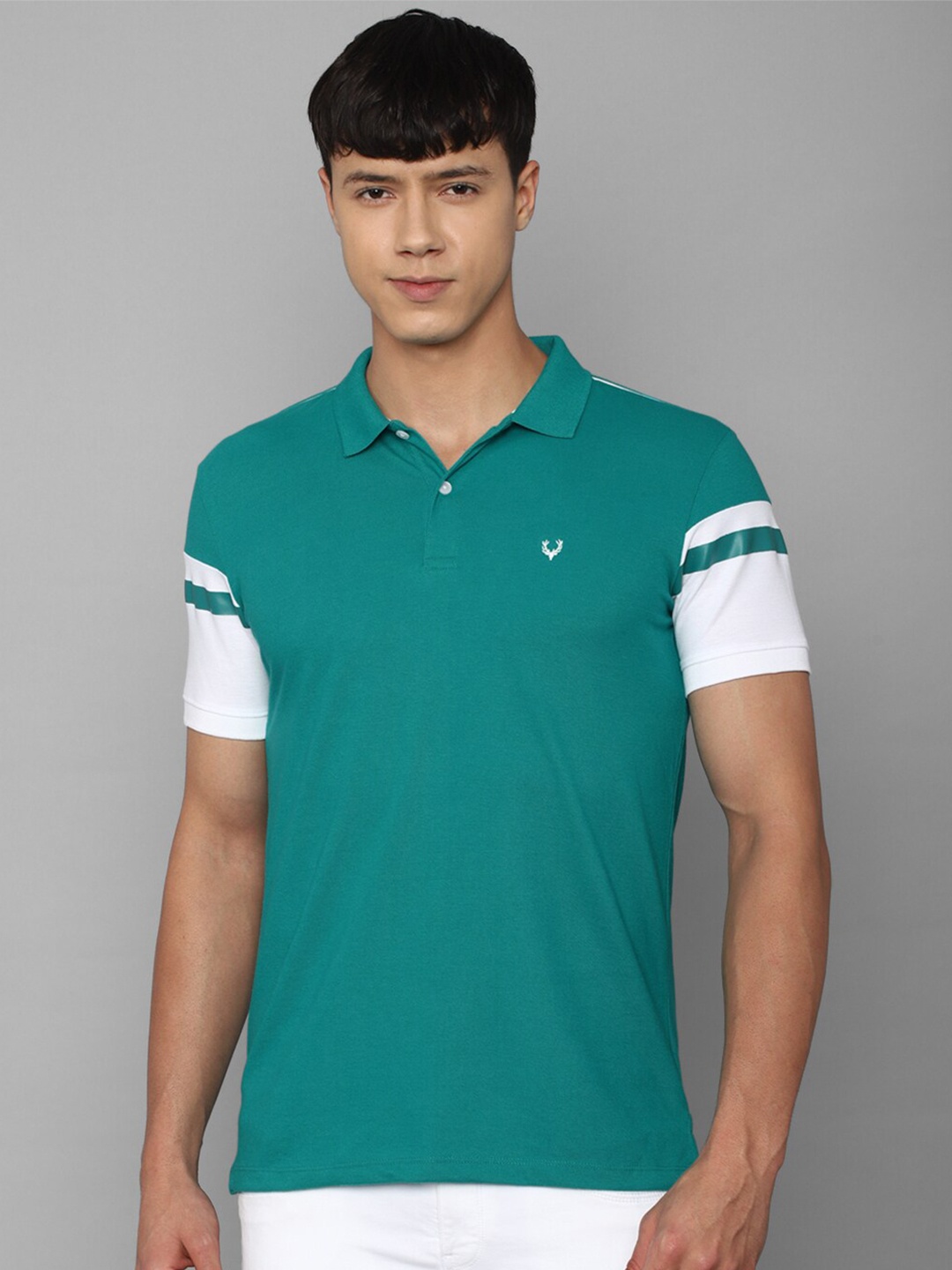 

Allen Solly Men Colourblocked Polo Collar T-shirt, Teal