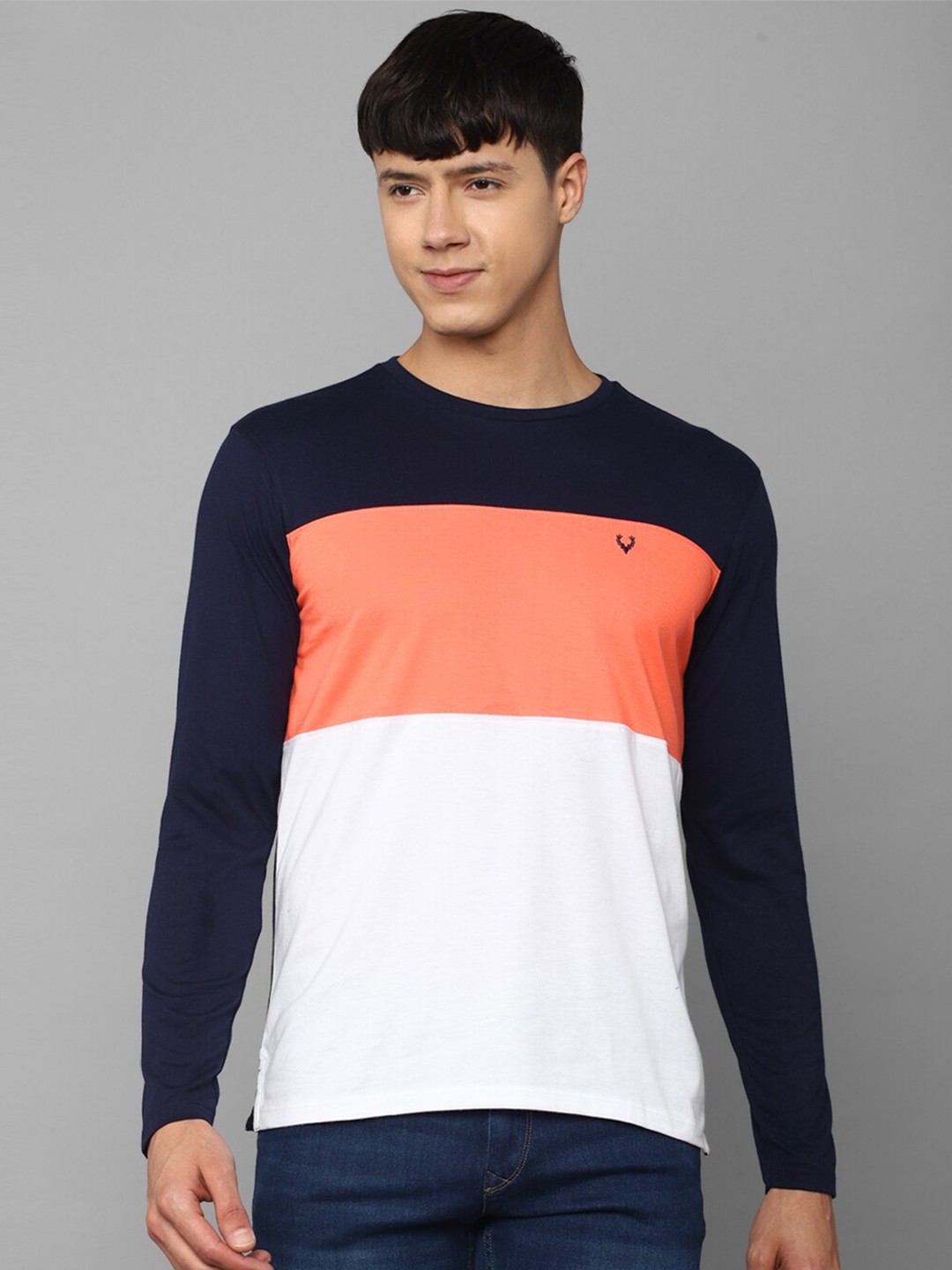 

Allen Solly Colourblocked Round Neck Slim Fit Cotton T-shirt, White