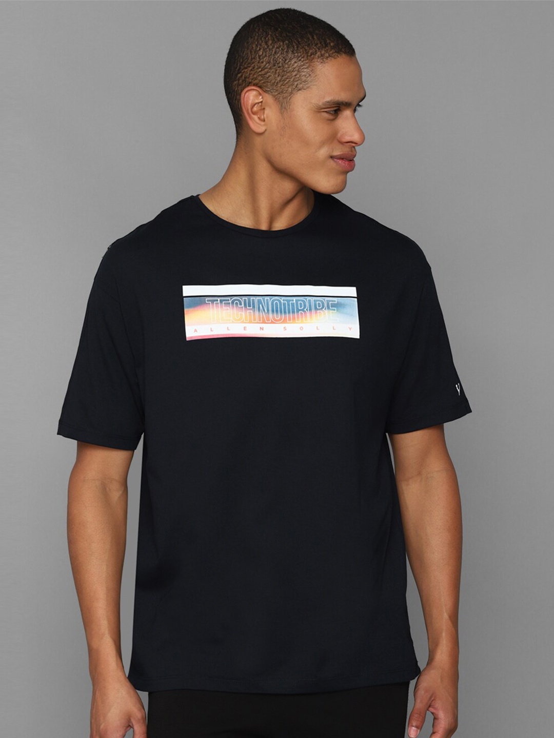 

Allen Solly Tribe Men Black Typography Printed Cotton T-shirt