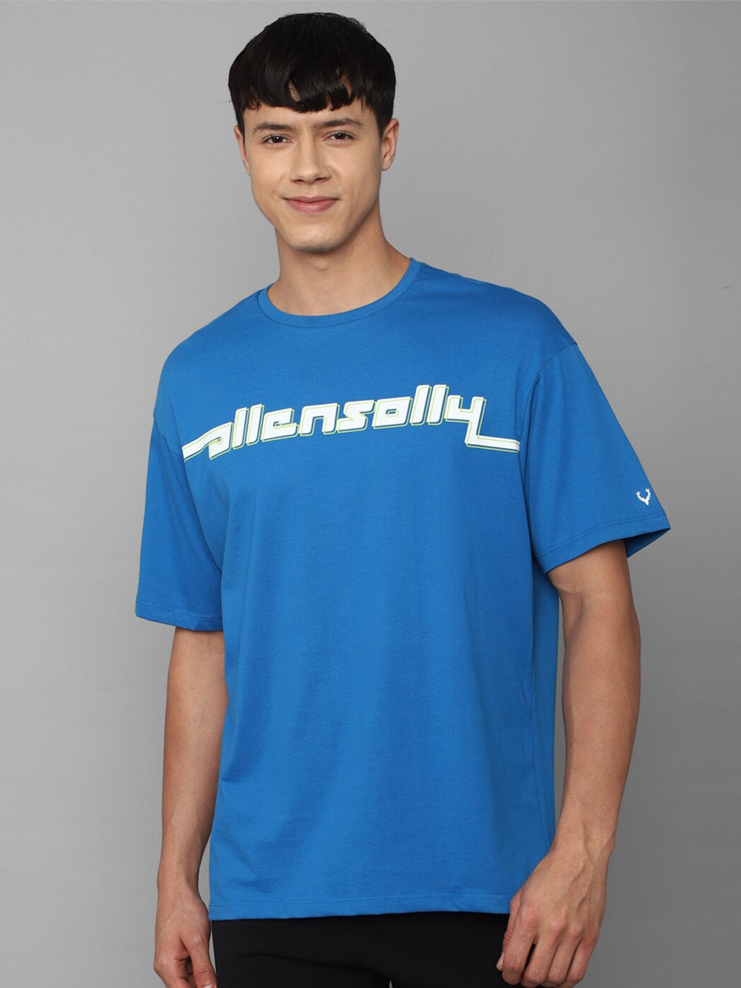 

Allen Solly Tribe Men Blue & White Typography Printed Cotton T-shirt