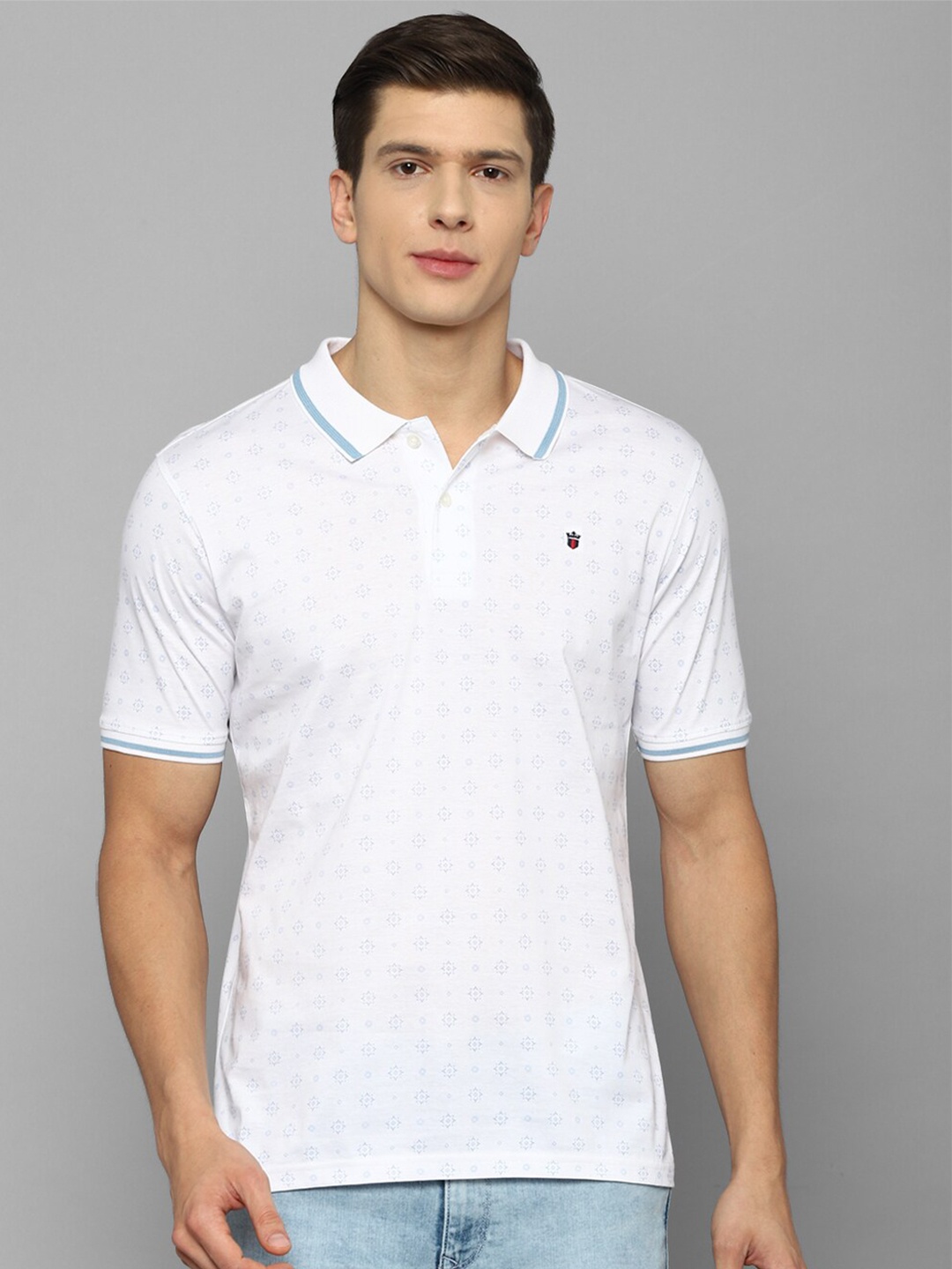 

Louis Philippe Sport Men Printed Cotton Polo Collar Slim Fit T-shirt, White