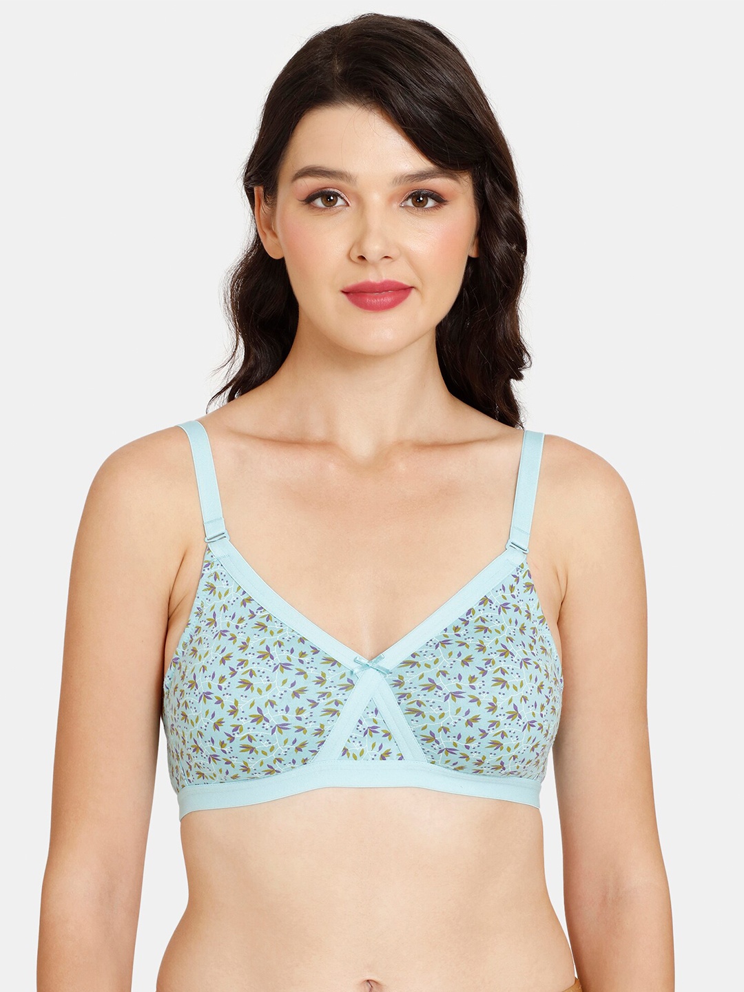 

Rosaline by Zivame Blue & Green Floral Bra