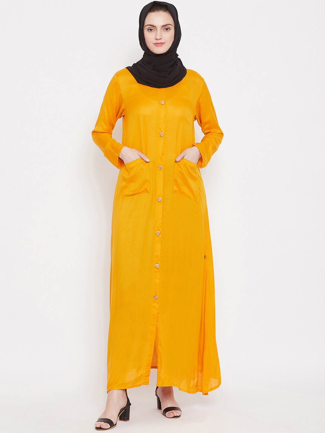 

NABIA Women Yellow Abaya Burqas, Mustard