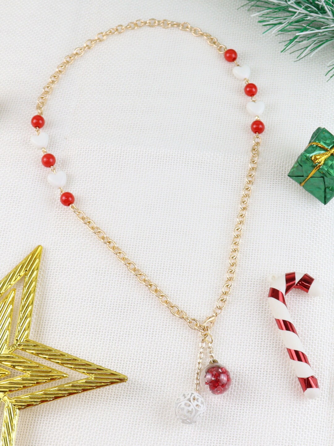 

Asthetika Kids Girls Gold-Toned & Red Gold-Plated Necklace