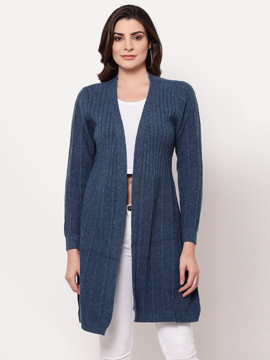 

Mafadeny Women Blue Longline Shrug