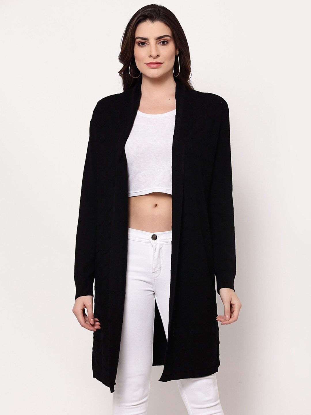 

Mafadeny Women Black Longline Shrug