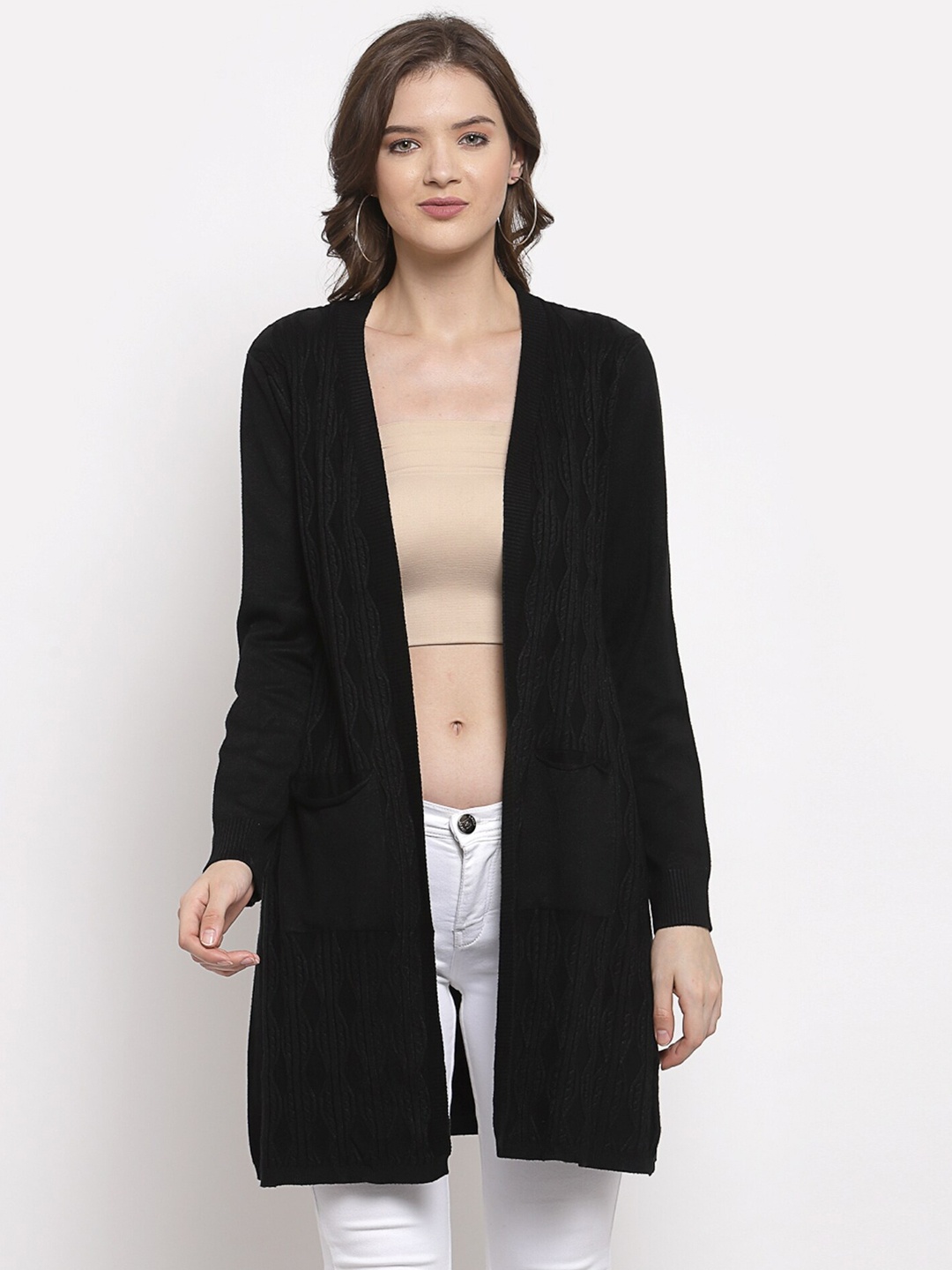 

Mafadeny Women Black Longline Shrug